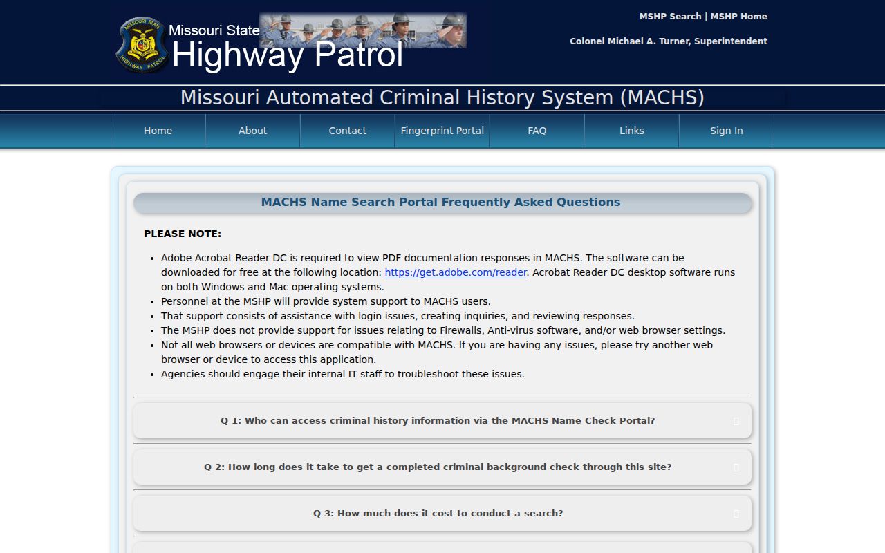 Pulaski County arrest history and official MACHS scope information