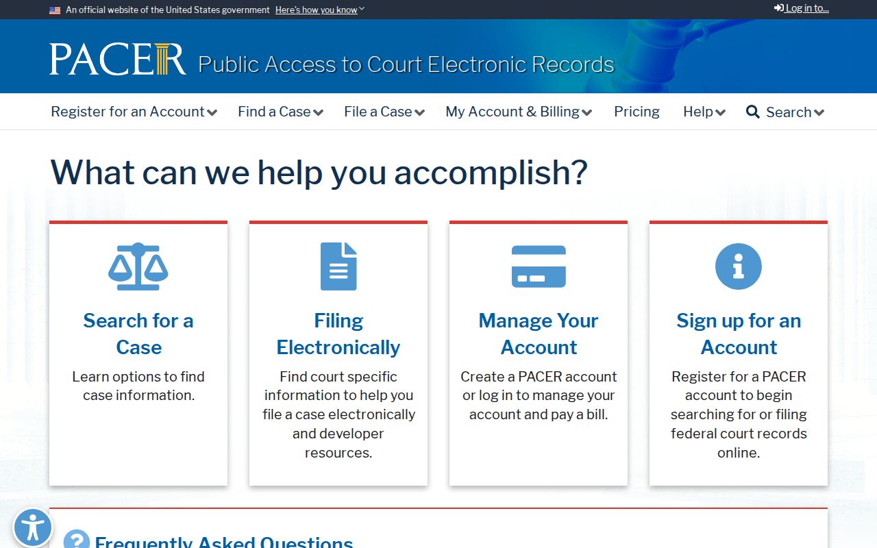 Pulaski County criminal court cases federal PACER access page