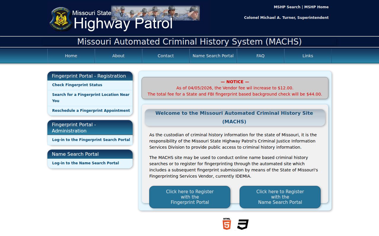 Pulaski County criminal record fingerprint search enrollment