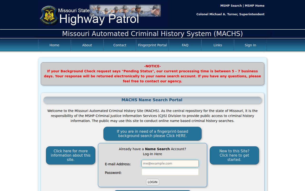 Pulaski County criminal history MACHS name search portal