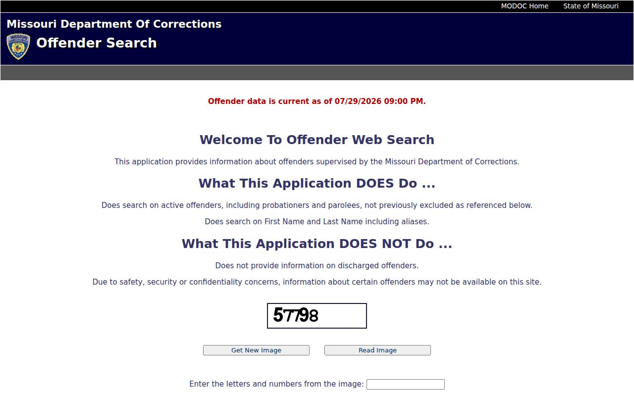 Pulaski County criminal custody record search in MODOC